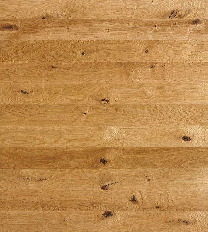 Eiken rustiek massief 3 lagen plaat met doorgaande lamel